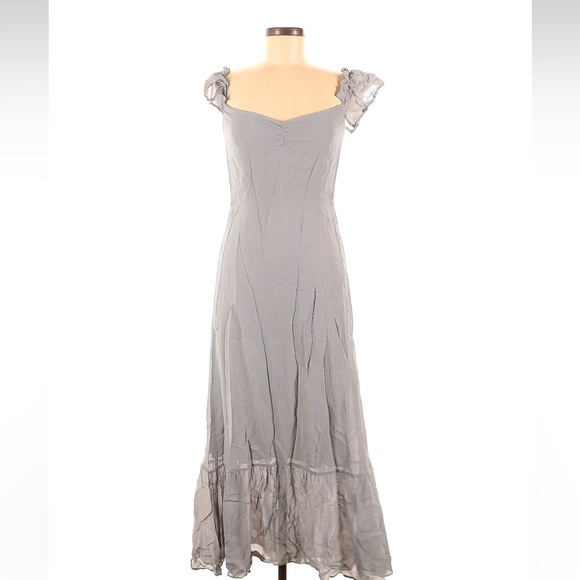 Reformation Butterfly Flutter Sleeve Off Shoulder Ruffle Hem Maxi Dress, Size 8 - Picture 12 of 14